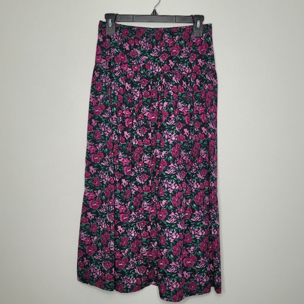 Vintage 80s 90s purple black a line maxi midi moody grunge skirt size medium